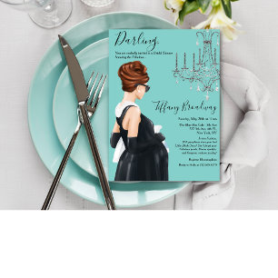 Zwarte Jurk Baby Shower in Blauw Glamour Kaart