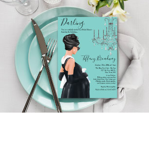 Zwarte Jurk Baby Shower in Blauw Glamour Kaart