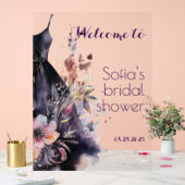 Zwarte jurk paarse bloem acryl bord (Huwelijk)