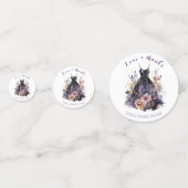 Zwarte jurk paarse bloem bruidsmeisjesfeestje confetti (Voorkanten)