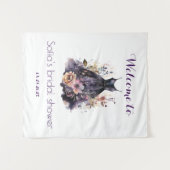 Zwarte jurk paarse bloem vrijgezellenfeest wandkleed (Voorkant (horizontaal))