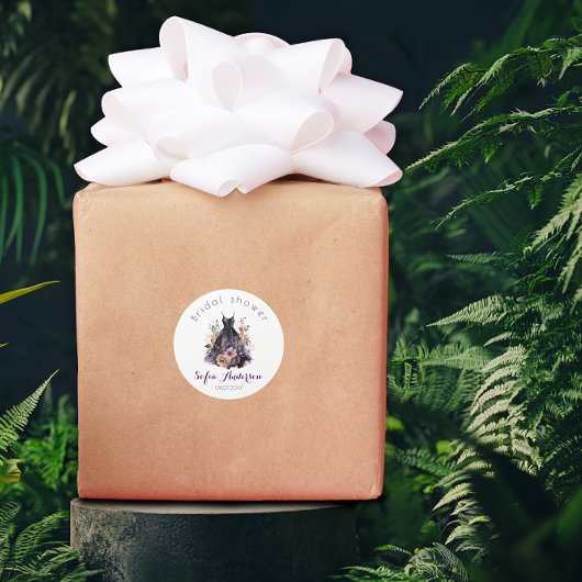 Zwarte jurk paarse bruiloft Classic Ronde Stickers