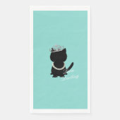 Zwarte jurk turquoise blauwe katten tiara feestje servet (Voorkant)