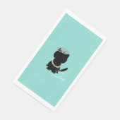 Zwarte jurk turquoise blauwe katten tiara feestje servet (Hoek)