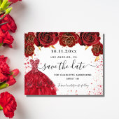 Zwarte jurk witte budget save the date