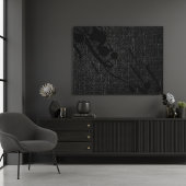 Zwarte jute moderne Abstracte verf Canvas Afdruk