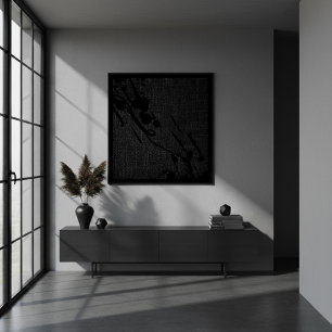 Zwarte jute moderne Abstracte verf Perfect Poster