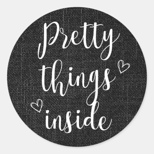 Zwarte jute | Pretty Things Inside Sticker (Voorkant)