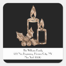 Zwarte kaars met hulst Kerstmis en goud