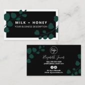 Zwarte kaars met kaars en zout visitekaartje (Voorkant / Achterkant)