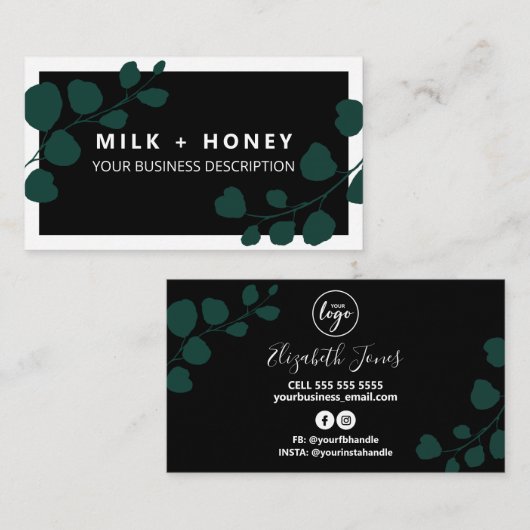 Zwarte kaars met kaars en zout visitekaartje (Voorkant / Achterkant)