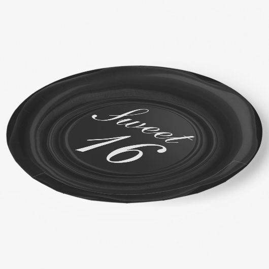 Zwarte Kaars Wax Seal Drip Classy Sweet 16 Bruilof Papieren Bordje (Gekanteld)