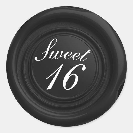Zwarte Kaars Wax Seal Drip Classy Sweet 16 Bruilof Ronde Sticker (Voorkant)