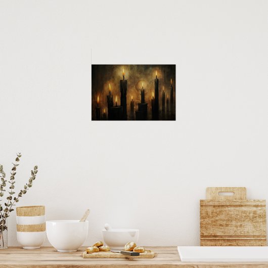 Zwarte kaarsen gotisch poster (Keuken)