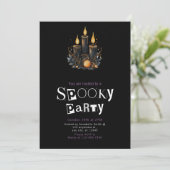 Zwarte kaarsen Spooky Halloween Party Kaart (Staand voorkant)
