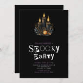 Zwarte kaarsen Spooky Halloween Party Kaart (Voorkant / Achterkant)