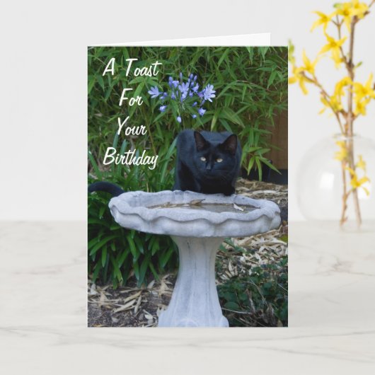 Zwarte Kaart 2 van de Verjaardag van de Kat (Gele Bloem)