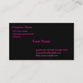 zwarte kaart, roze lettertypen visitekaartje