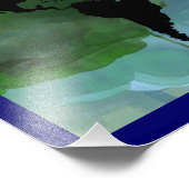 Zwarte kaart van de wereld abstract foto afdruk (Hoek)