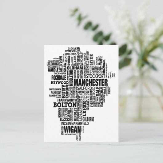 Zwarte kaart van Greater Manchester (Staand voorkant)