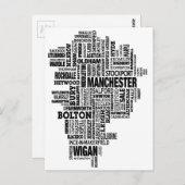 Zwarte kaart van Greater Manchester (Voorkant / Achterkant)