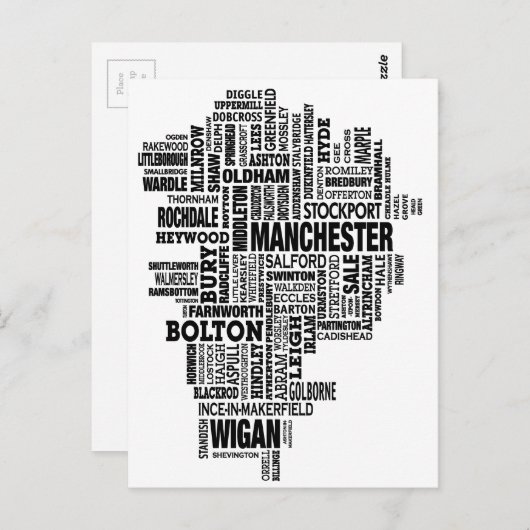 Zwarte kaart van Greater Manchester (Voorkant / Achterkant)