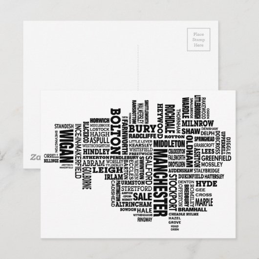 Zwarte kaart van Greater Manchester (Voorkant / Achterkant)