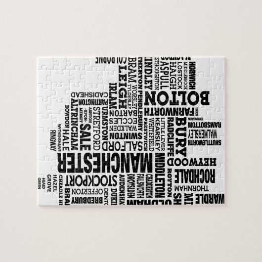 Zwarte kaart van Greater Manchester Legpuzzel (Horizontaal)