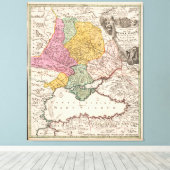 Zwarte kaart voor de regio Zee (1720) Turkije Bulg Canvas Afdruk (Insitu (Houten vloer))