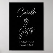 Zwarte Kaarten en geschenken Trouwbord Poster (Voorkant)