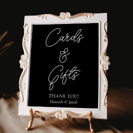 Zwarte Kaarten en geschenken Trouwbord Poster