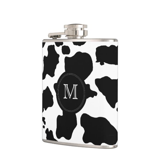 Zwarte Kabelhuid | Aangepaste monogram fles Heupfles (Links)