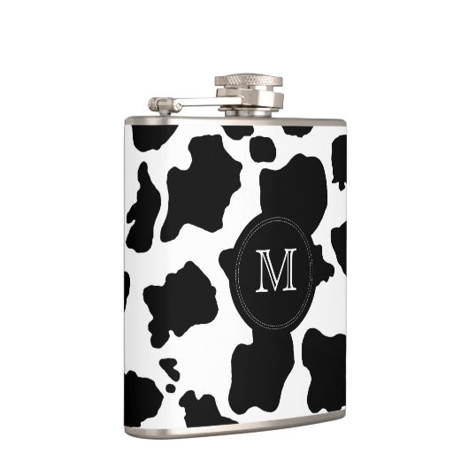 Zwarte Kabelhuid | Aangepaste monogram fles Heupfles (Rechts)