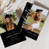 Zwarte kalligrafie Afstuderen afstudeerfeest Kaart