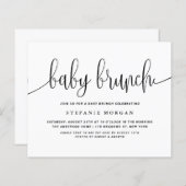 Zwarte kalligrafie Baby Brunch Uitnodiging (Voorkant / Achterkant)