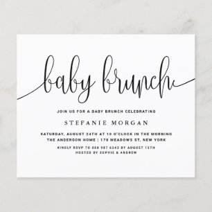 Zwarte kalligrafie Baby Brunch Uitnodiging