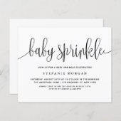 Zwarte kalligrafie Baby Sprinkle Invitation (Voorkant / Achterkant)