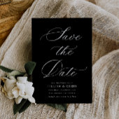 Zwarte kalligrafie bruiloft Bewaar de datumkaart Kaart