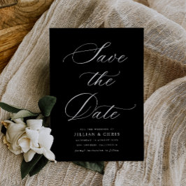 Zwarte kalligrafie bruiloft Bewaar de datumkaart Kaart