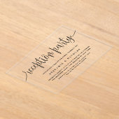 Zwarte kalligrafie bruiloft receptie feest acryl uitnodigingen (Laagn)