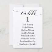 Zwarte kalligrafie bruiloft zitplaatskaartjes kaart (Voorkant)