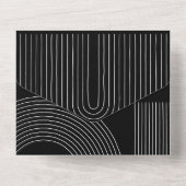 Zwarte kalligrafie Eenvoudige bruiloft geometrisch All In One Uitnodiging (Achterkant)