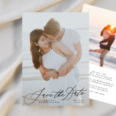 Zwarte kalligrafie Elegante foto van de bruiloft Save The Date