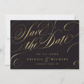  zwarte kalligrafie en goudkalligrafie, behalve de save the date (Voorkant)