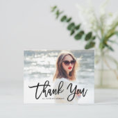 Zwarte kalligrafie Foto Afstuderen Hartelijk dank Briefkaart (Staand voorkant)