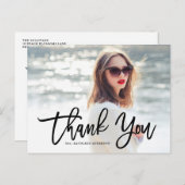 Zwarte kalligrafie Foto Afstuderen Hartelijk dank Briefkaart (Voorkant / Achterkant)