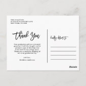 Zwarte kalligrafie Foto Afstuderen Hartelijk dank Briefkaart (Achterkant)