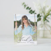 Zwarte kalligrafie Foto Afstuderen Hartelijk dank Briefkaart (Staand voorkant)