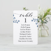 Zwarte kalligrafie Greenery Seating Chart Kaarten (Staand voorkant)