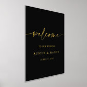 Zwarte kalligrafie met gouden bruiloft welkom folie afdrukken (Laagn)